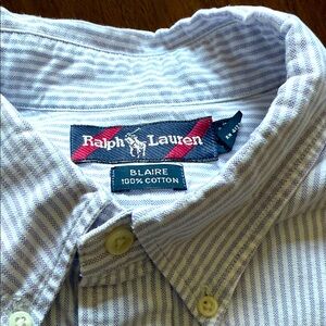 Ralph Lauren Men's Light Blue Striped Button Down Shirt